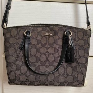 Coach Kelsey Signature Logo Black Smoke Crossbody Bag EUC